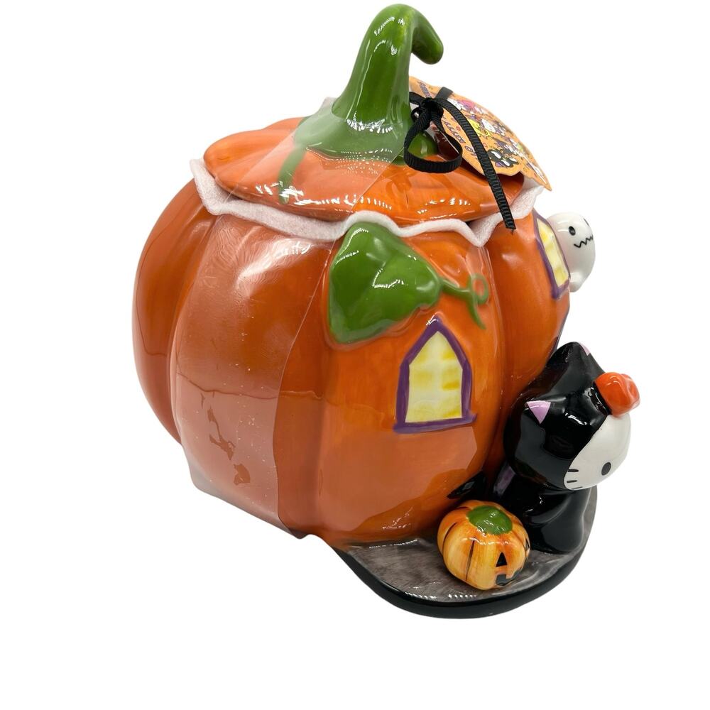 AT COST - WHOLESALE 2024 Sanrio Hello Kitty Halloween Pumpkin House Cookie Jar - Picture 5 of 9